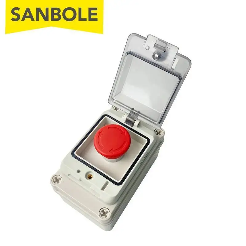 M22 في الهواء الطلق للماء IP67 مفتاح بـزر دفع مربع الطوارئ توقف التحكم توزيع الأحمر 10A المسمار تركيب #3