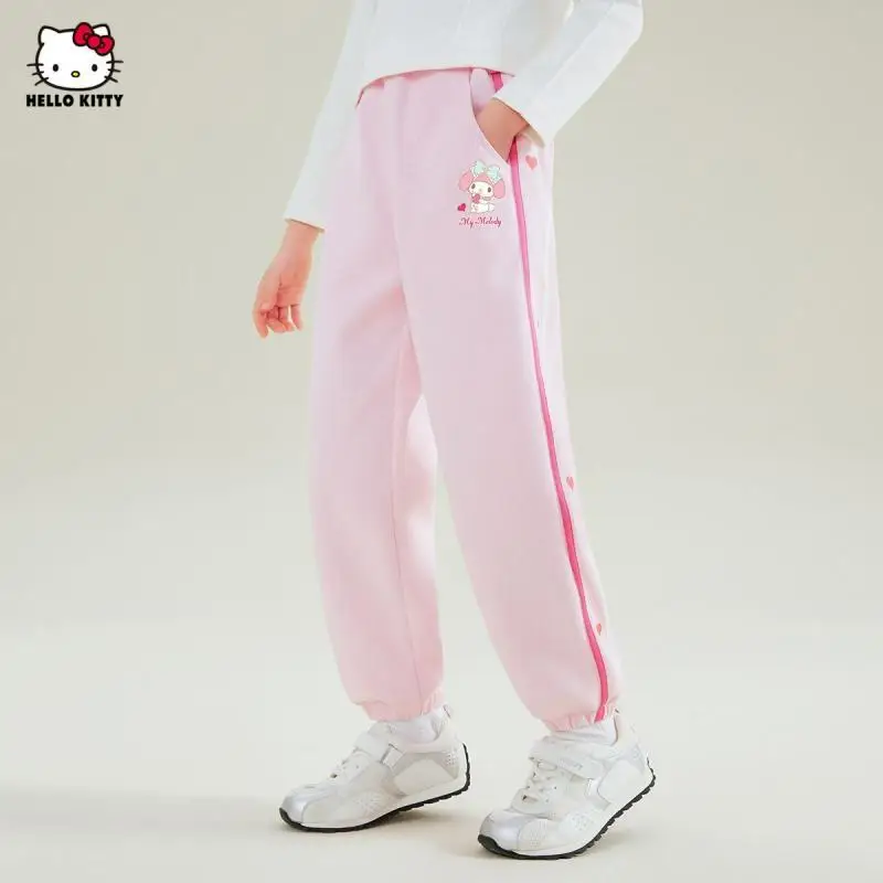 Girl Sweat Pants Sanrio My Melody Kawaii Tiny Hearts Ankle Binding Pants Classic Fashion Spring Autumn New Style Cartoon Pants