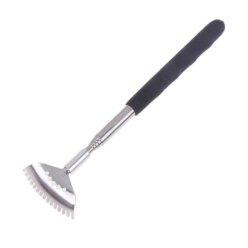 1Pcs Extendable Back Scratcher The Head Has 15 Rakes Stainless Steel Portable Telescopic Rubber Handle Back Scratchers