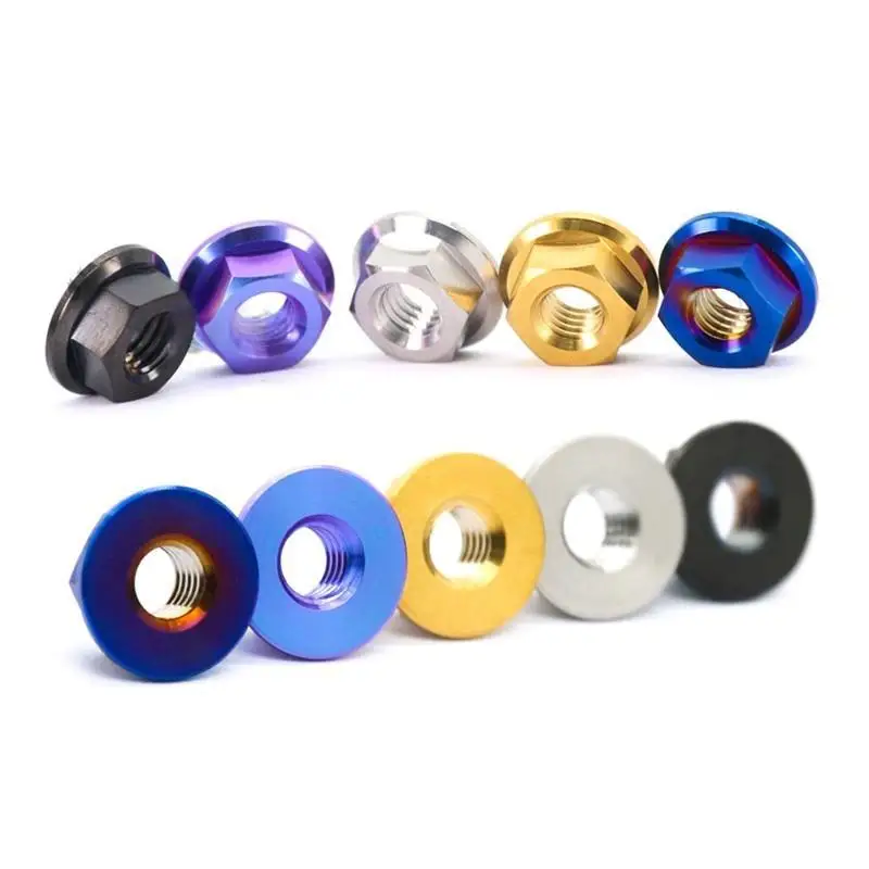 TC4 Flanschmutter aus Titanlegierung, Motorrad-Modifikationsmutter, feste Sicherungsmutter für Hinterachse, M5, M6, M8, M10, M12