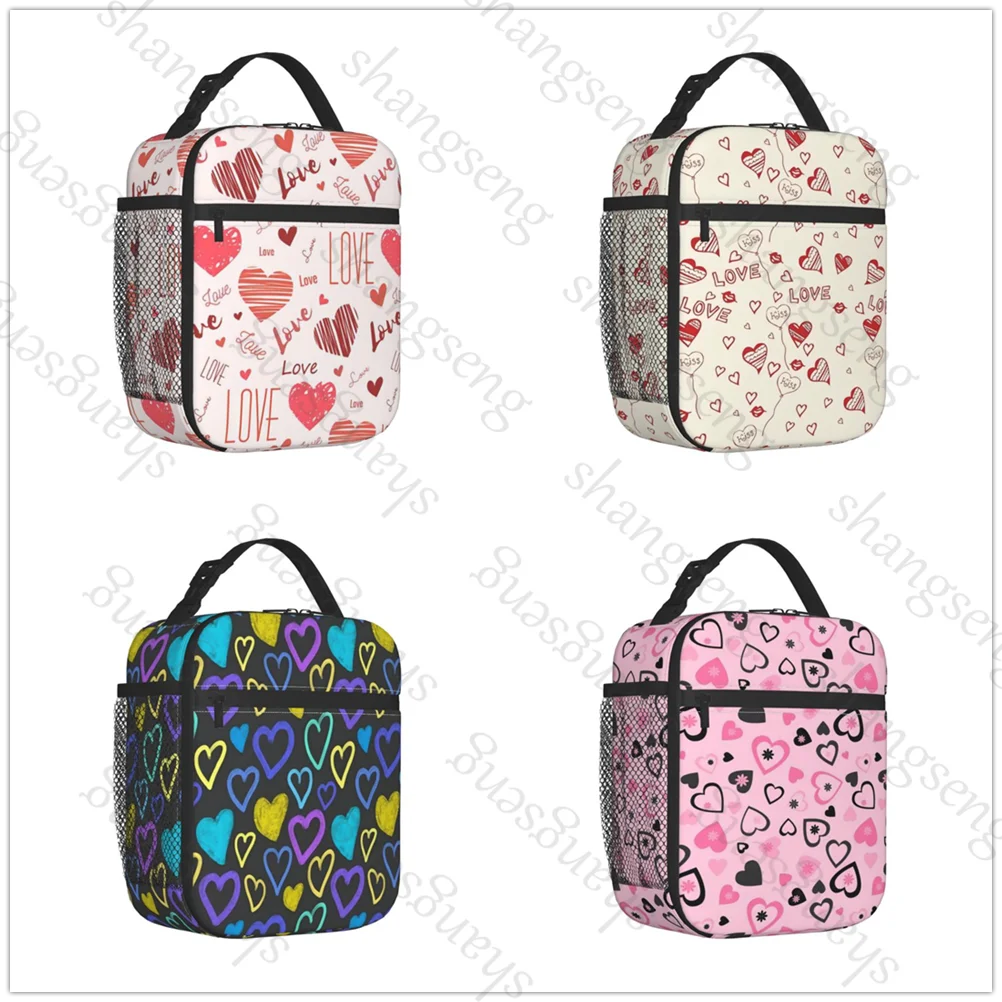 

Love Print Printed Pattern Insulated Thermal Bag Lunch bag Foods Drink Storage Leakproof Picnic Camping Bags Outdoor Box beach