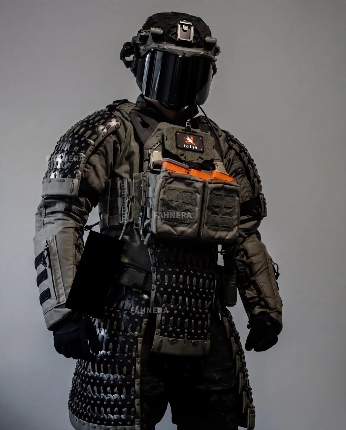 Tactical Armored Skirt Shoulder Armor Lightweight Metal Brigandine Body Armor Lamellar Plate Armor Cosplay Guard
