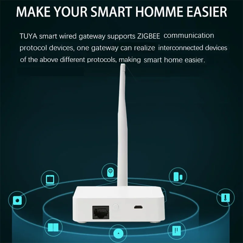 Tuya ZigBee Smart Hub, Conexão com Fio, Gateway Bridge para Controle Remoto de Aplicativos, Network Cable Socket, Funciona com Alexa e Google