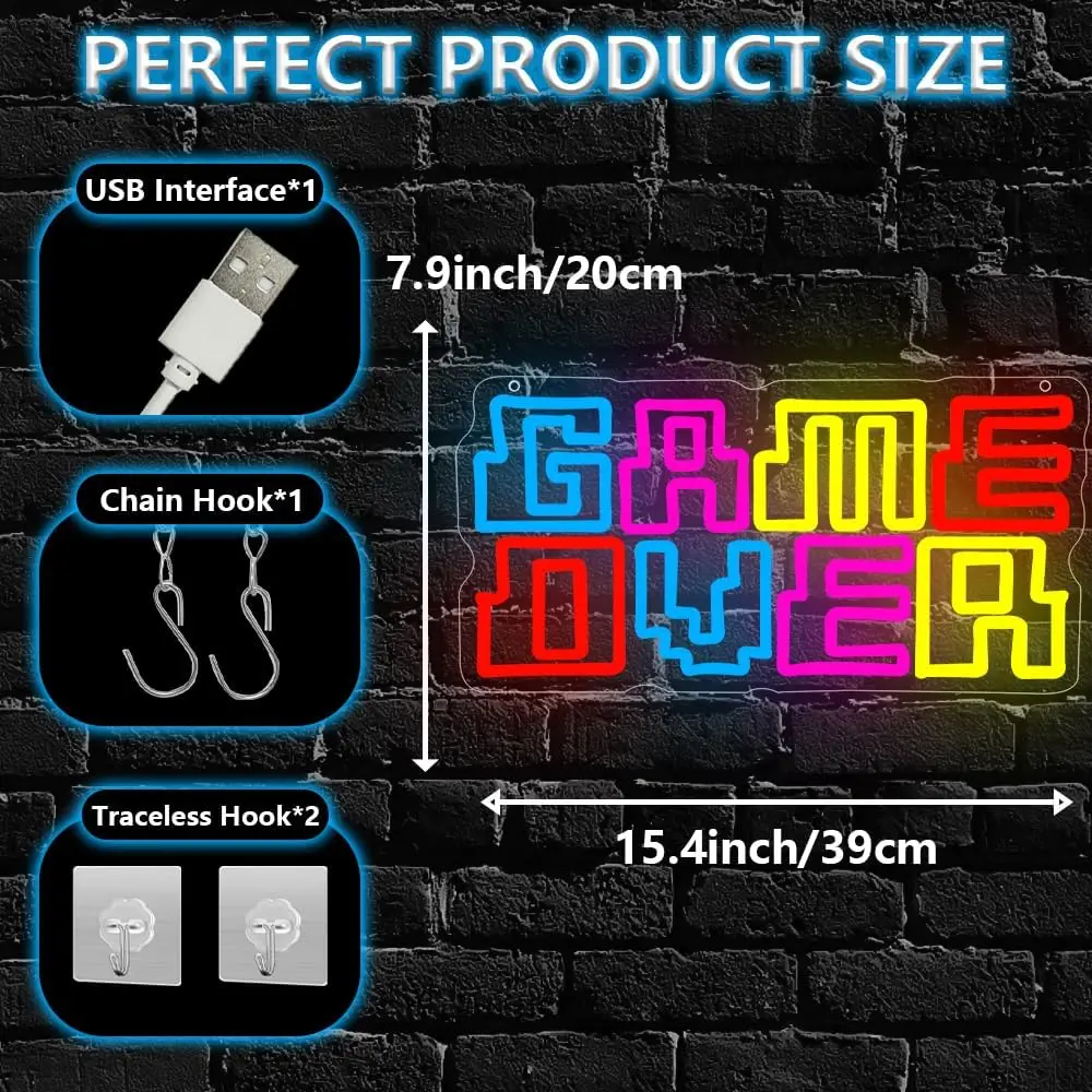 لعبة غرفة الألعاب النيون على LED النيون جدار ديكور لغرفة النوم نادي حفلة رجل الكهف الألعاب هدية للبنين في سن المراهقة USB بالطاقة