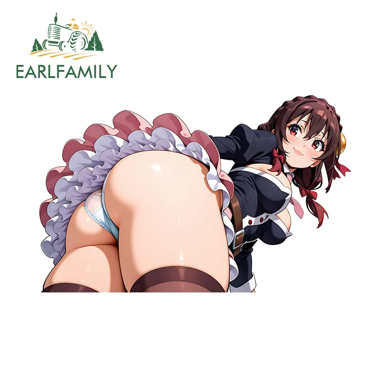 EARLFAMILY NSFW Yunyun Butt Car Stickers Alluring Anime Girl Windshield Trunk Decals Creative Personality Car Door Protector
