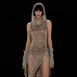 Women's Medieval Cloak Cloak Vintage Cloak Sleeveless Hooded Dress Costume Bodycon High Slit Dress Simple Dresses for Women