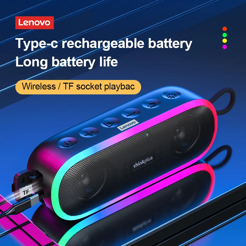 Elección Lenovo K8 altavoz inalámbrico Bluetooth 5,0 portátil de alta fidelidad altavoz LED al aire libre de alta potencia música envolvente bajo caja de micrófono nuevo