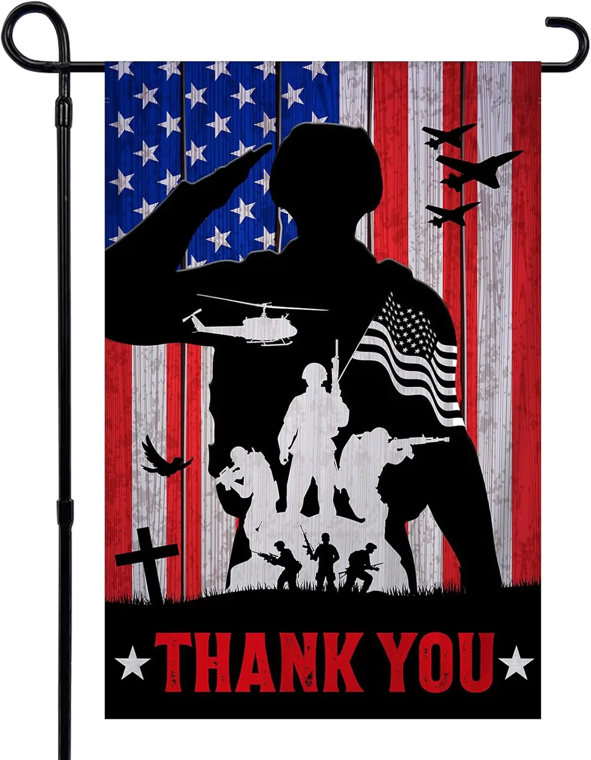 Veteran Garden Flag 12x18 Inch Double Sided Thank You Veterans Memorial Day Armed Forces Soldiers Patriotic Garden Flag for  EEZ