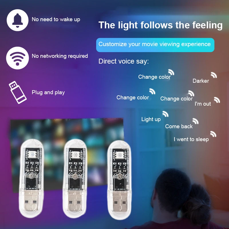 Artificial Intelligence AI Voice Night Light Smart USB AI Voice Control Color Light Creative Living Room Room Decoration Light