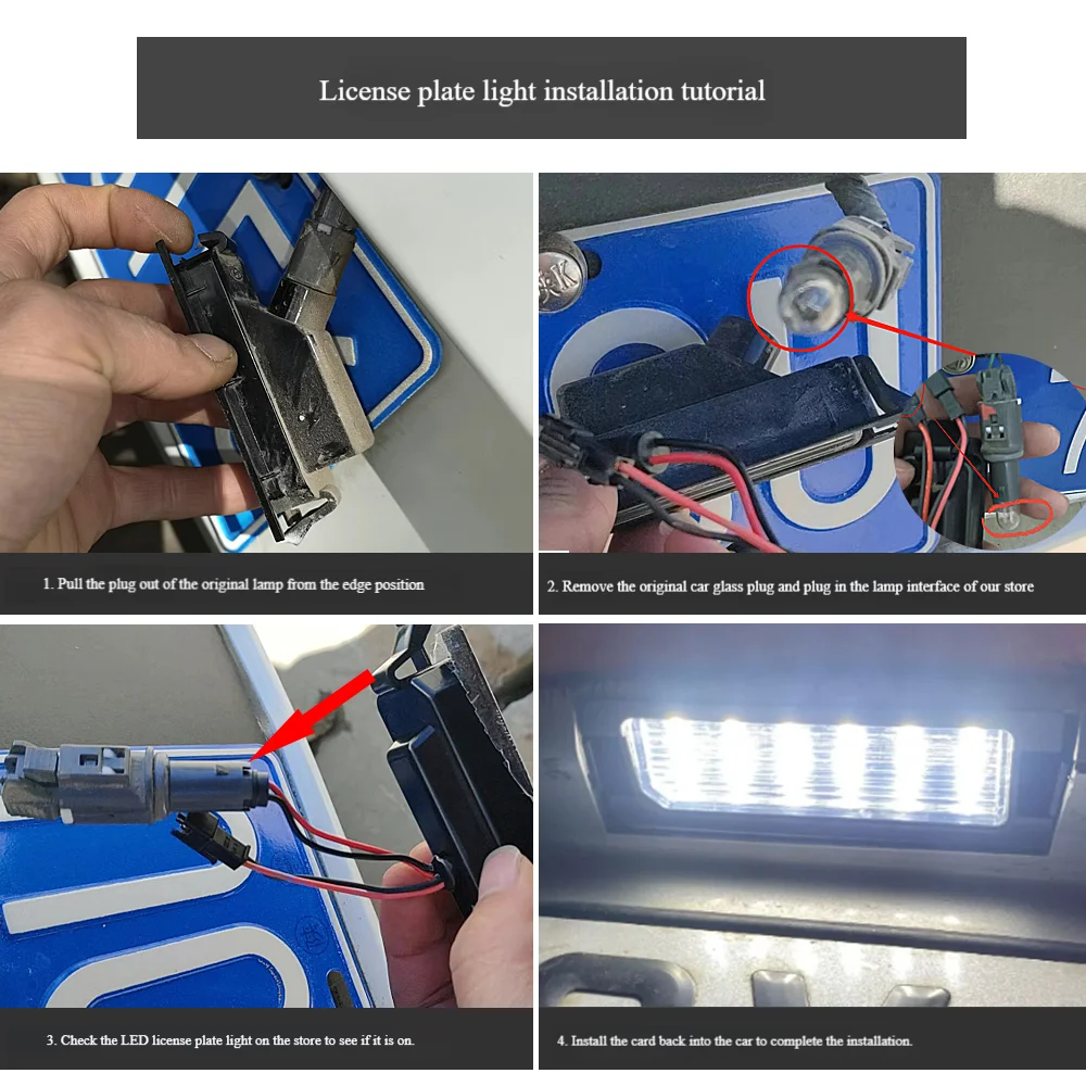 2pcs White LED License Number Plate Light Lamp OEM:81270-02230 For Toyota Auris E180 Aygo RAV4 MK3 XA30