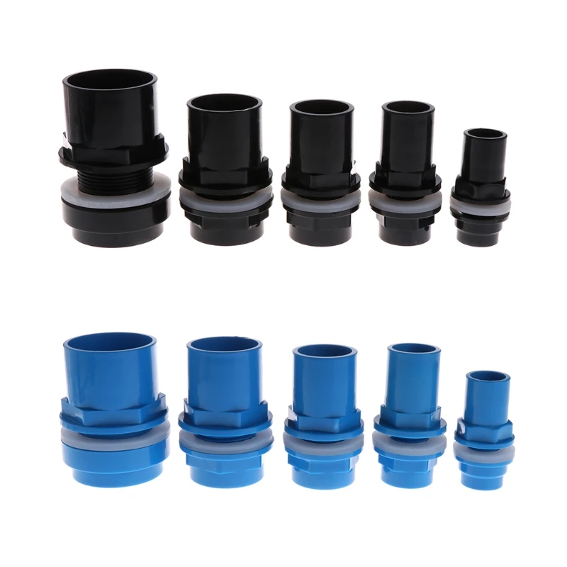 Aquarium Pipe PVC Connector for Water Tanks, Inlet Outlet Fitting Fish Tank Filter Accessories, I.D. 20/25/32/40/50mm