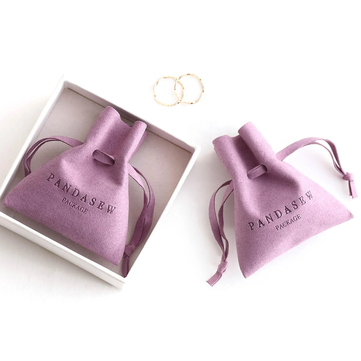 Drawstring Jewelry Bags with Logo, Custom Packaging Bag, Microfiber Jewelry Pouch, Gifts for Wedding and Birthday, 50PCs