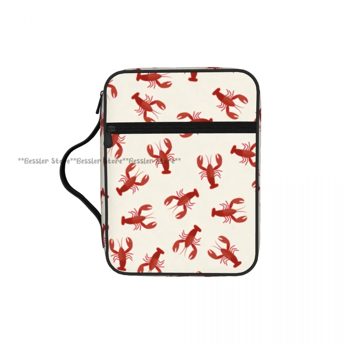 

Bible Cover Book Case Carry Bag Lobster Pattern Storage Bag Multiple Pockets Church Bag With Handle To Hold Pen Book