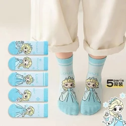 New Hasbro Princess Elsa autumn and winter cute pure cotton socks for girls exquisite warm and comfortable long mid-calf socks