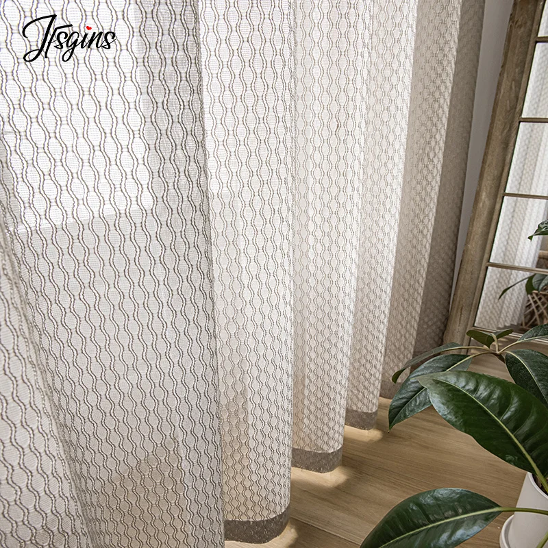 Modern Geometric Tulle Curtains for Bedroom Living Room Hall Blinds Curtain for Balcony Windows Drapes Treatment Tende Shading