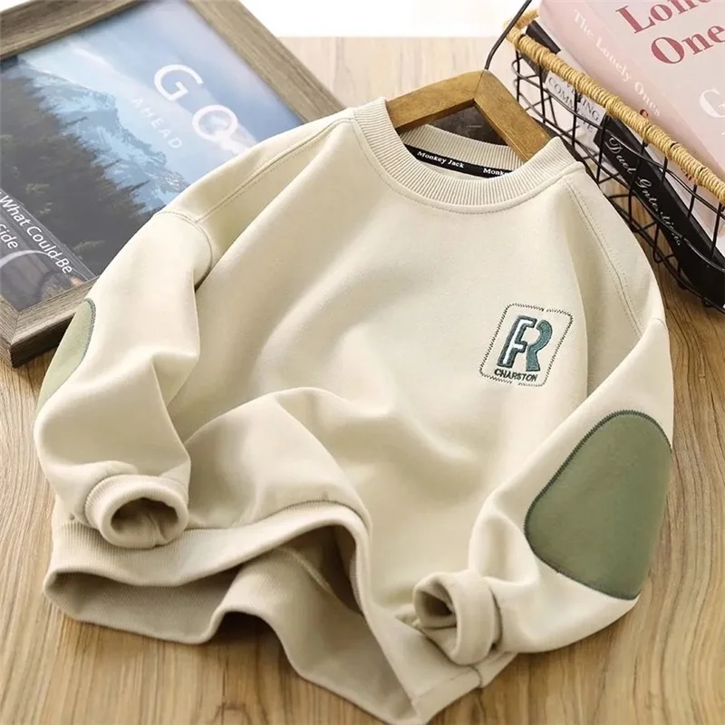 Autumn Kids Casual Sweatshirt Clothes Spring Boys Girls Loose Cotton Pullover Big Children Warm Sportwear Tops 5-14 Years