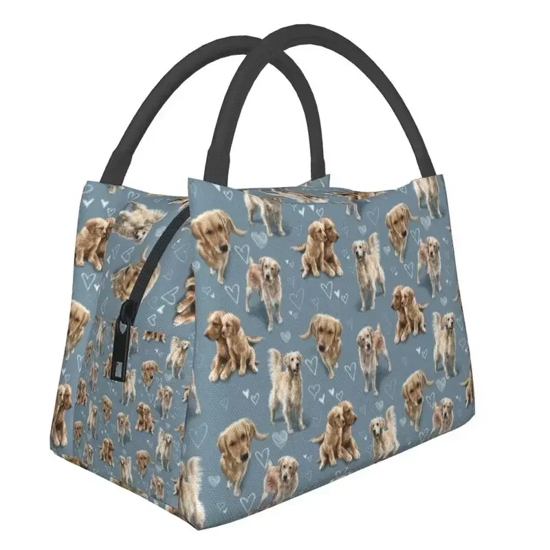 Bolsas de almuerzo con aislamiento The Golden Retriever para mujer, a prueba de fugas, enfriador térmico para perros y cachorros, bolso de mano para oficina, Picnic y viajes