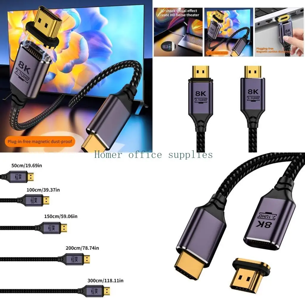 K43B HDTV2.1 كابل مغناطيسي متوافق مع سلك تمديد ذكر إلى ذكر يدعم 8K 4K VRR للتلفزيون #1