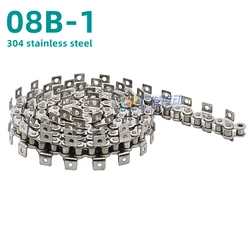 08B-1 304 Stainless Steel Double Side Bent Ear Single Hole Chain 1.524 Meter Short Pitch Roller Chain for Transmission