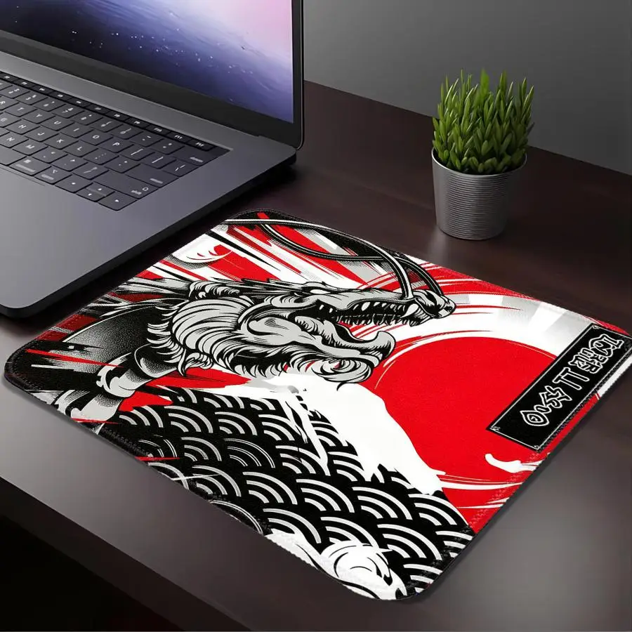Red Dragon Manga Style rubber Mouse Pad Desk accessories office Pad Game Console Pad overlock Keyboard Computer Laptop Pad view 3