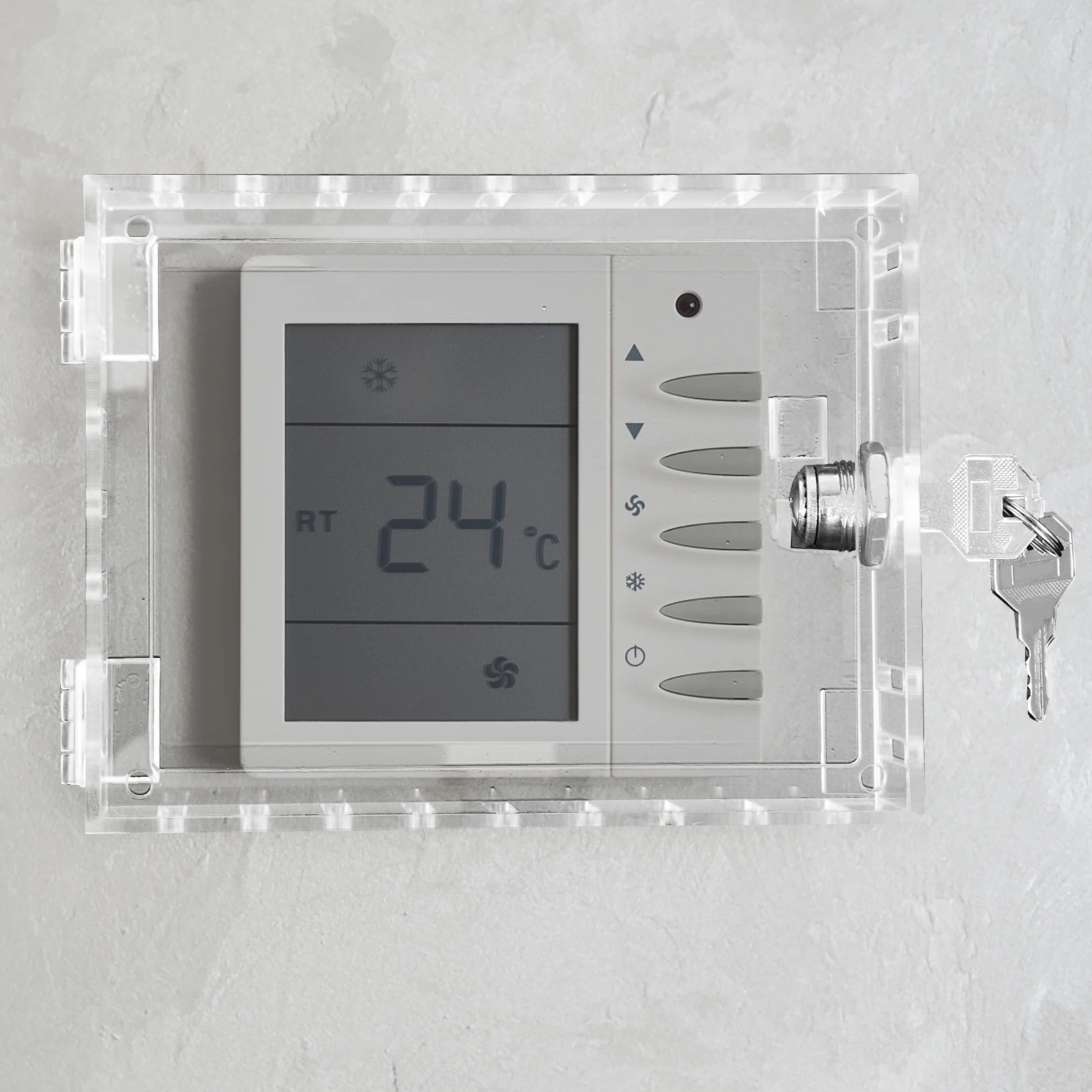 Cassetta di sicurezza per termostato Coperture murali universali Scatole di chiusura in acrilico Design con chiave Facile installazione Controllo per uso domestico