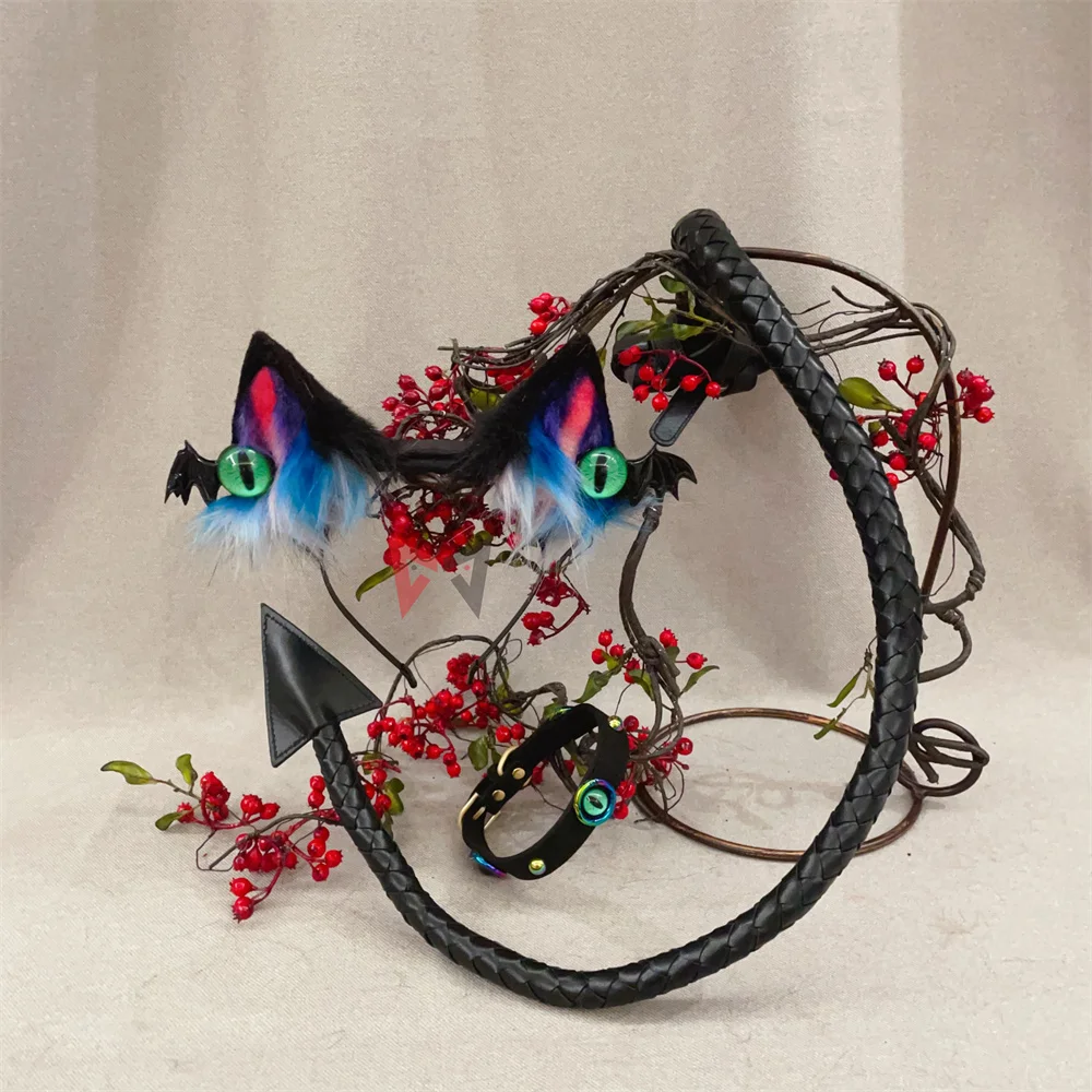 

New Hallowee Devil Cat Ears Wing Hairhoop Necklace Tail To Choose Custome Eye Accessories Hand Made Work Custom Made