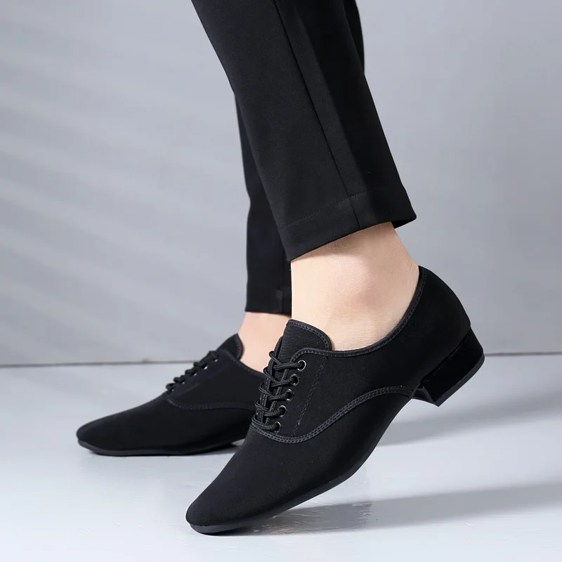 

Men's Modern Jazz Sneaker for Men Professional Black Oxford Upper Latin Salsa Shoe Plus Size Low Heel Tango Ballroom Dance Shoes