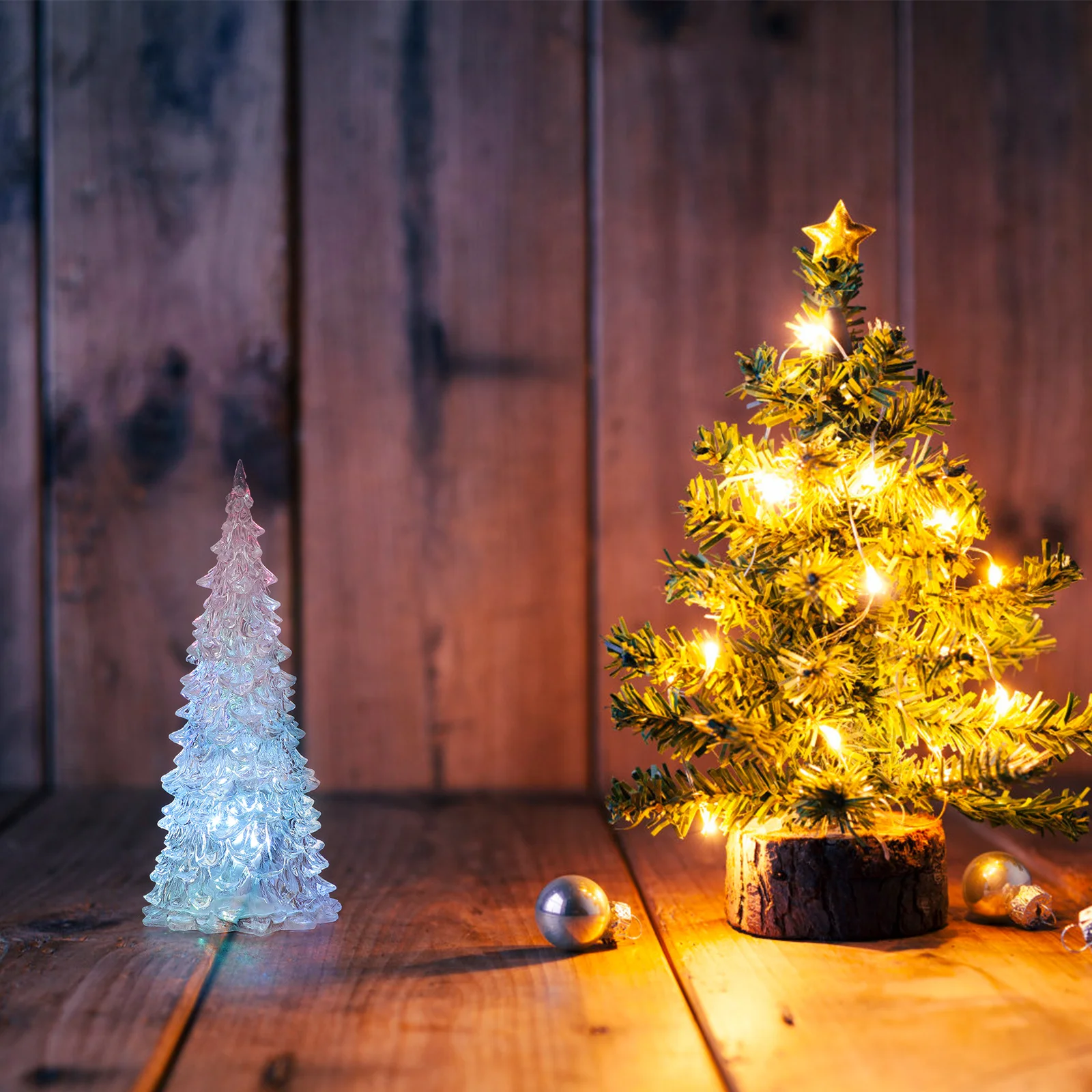 

3Pcs Color Changing LED Christmas Trees Acrylic Light Up Mini Xmas Tree Tabletop Prelit Night Light Holiday Party Decor