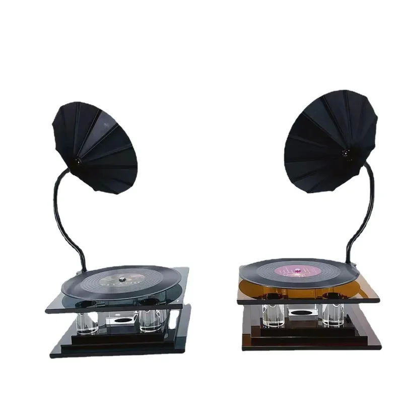 Retro Vinyl Record Player Model European Style Desktop Ornament for Home TV Cabinet Villa House Decoration Jewelry Display