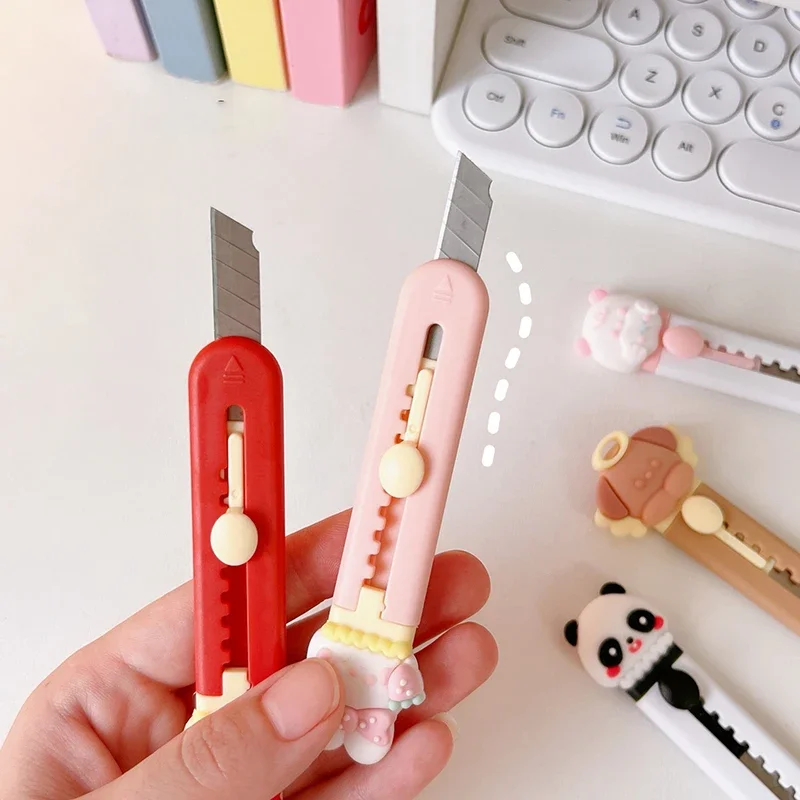 Kawaii Cartoon Animals Utility Knife Mini Portable Box Opener Pocket Paper Cutters Cute Envelope Opener School Office Supplies