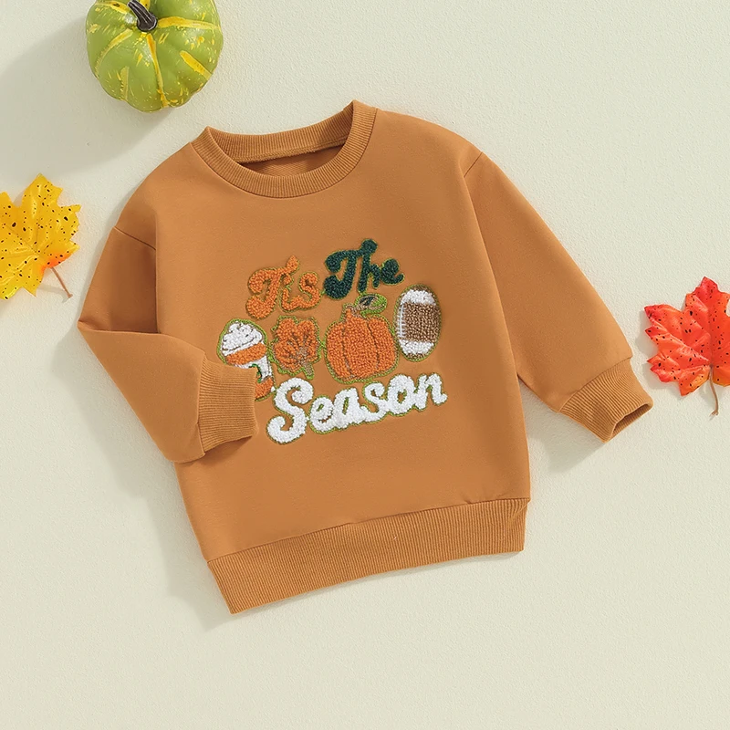 Kids Girls Sweatshirt, Long Sleeve Crew Neck Embroidery Letters Pullover Hoodie Halloween Clothes