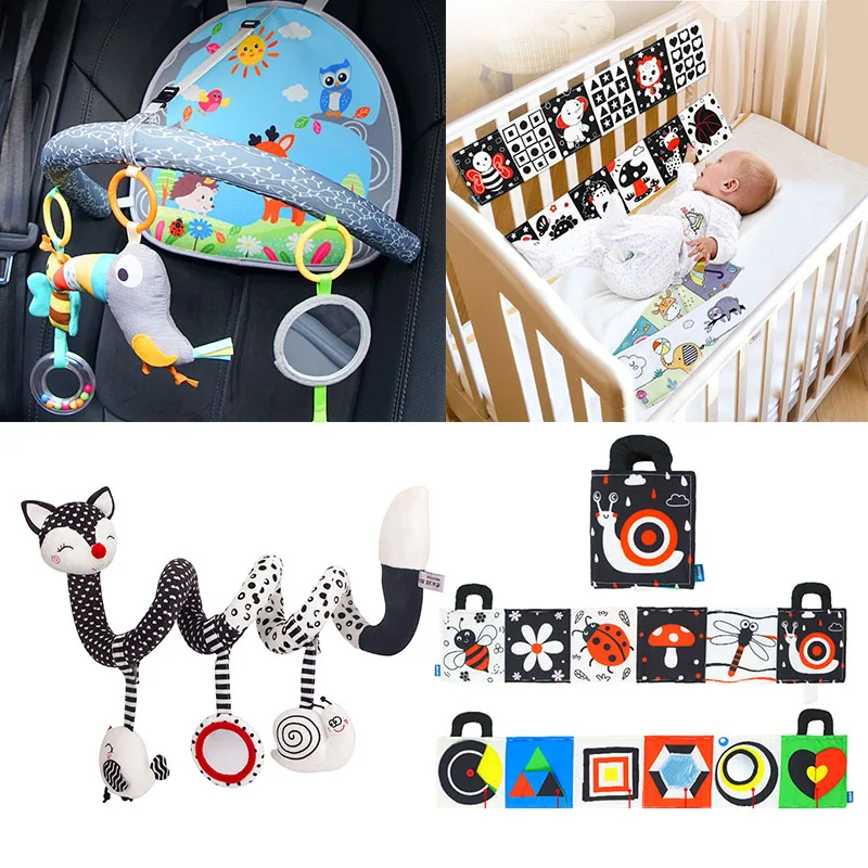 Black and White High Contrast Toys Soft Book for Baby Educational Toys Activity Bed Cloth Book Crib Toys for Newborn 0 12 Months