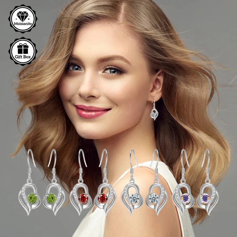 

Ювелирные изделия LAMVOICE для женщин/серьги с 1-каратным муассанитом, гипоаллергенные серьги, рождественский подарок для ювелирных изделий высокого качества