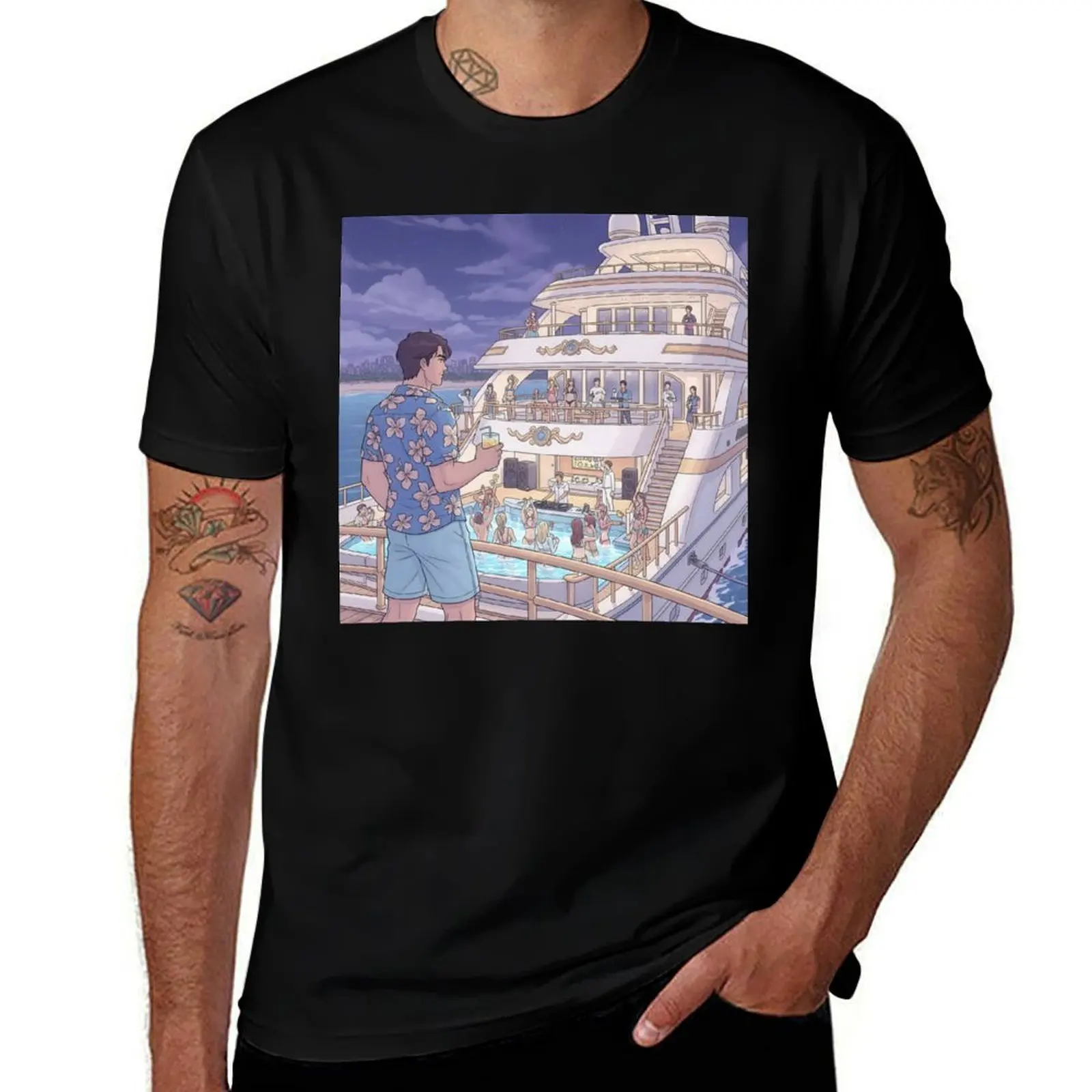 

Luxury Yacht Party Under the Stars T-Shirt boys whites sports fans quick-drying funny shirt cotton mens shirts graphic tee