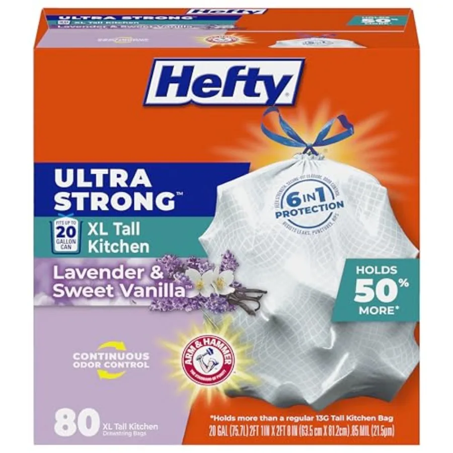 

Ultra Strong 20 Gallon Trash Bags, XL Tall Kitchen Trash Bags 20 Gallon Size, Drawstring Closure, Continuous Odor Control, Whit
