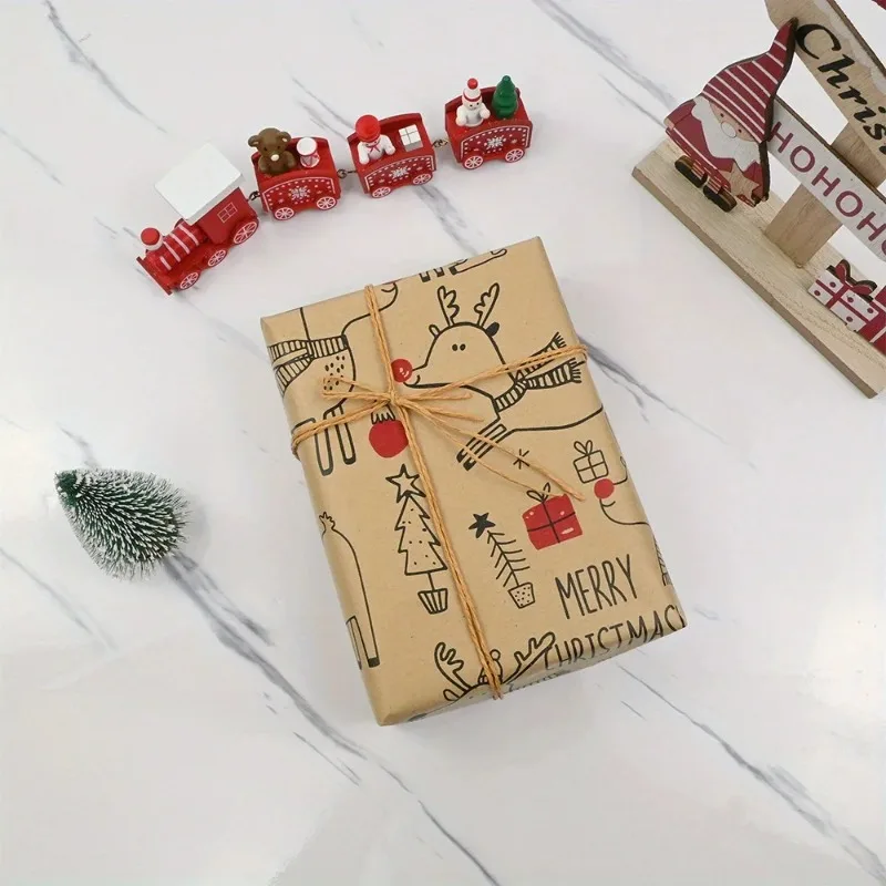 1 Rolle Weihnachts-Geschenkpapier – süßes Hirsch-Design, Planer und Broker, geeignet für Geschenke, handgefertigte Geschenke, Geschenkverpackung