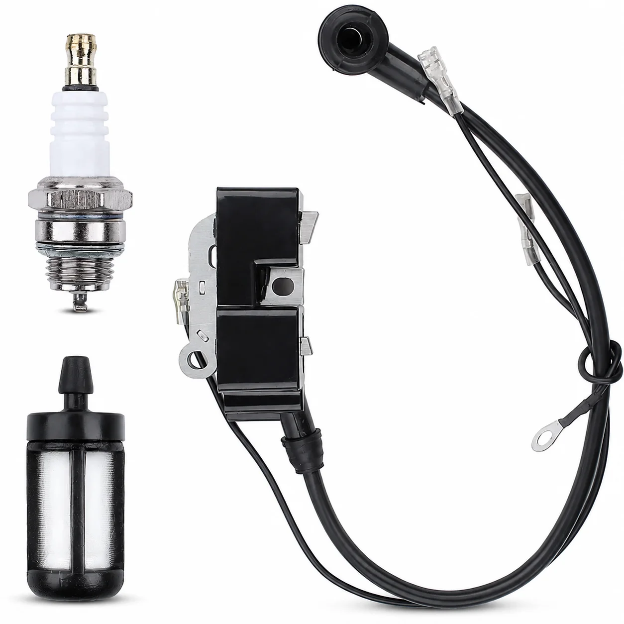 Ignition Coil Spark Plug Fuel Filter Kit for Husqvarna 372 372XP 372XPG 385 390 390XP 375K Replace 537162004 503962401 Saw Kit