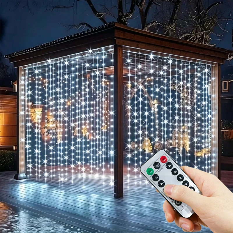 6M/4M/3M Curtain String Lights USB Plug 8 Modes Christmas LED Lights Wedding Party Halloween Valentine's Day Garden Decoration