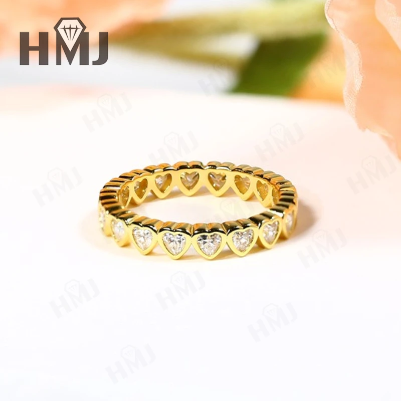

Heart Shape Ring 10K 14K 18K S925 Moissanite Diamond D Color Proposal Engagement Wedding Banquet Band Premium Gift Bezel Setting
