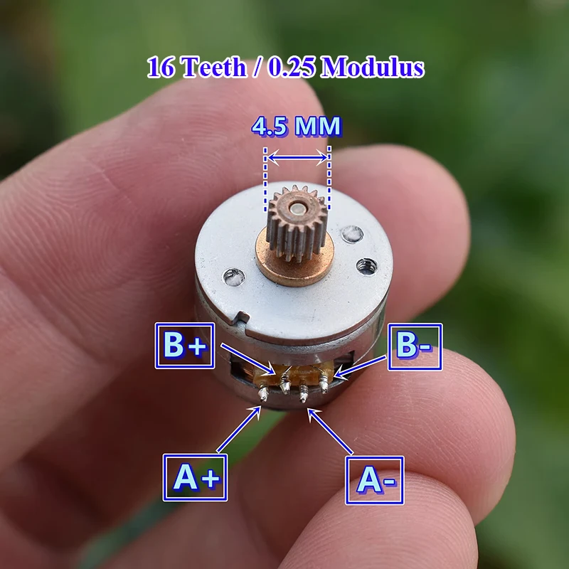 

15BY Mini 15mm 2-Phase 4-Wire Round Stepper Motor 18° 16T Copper Gear