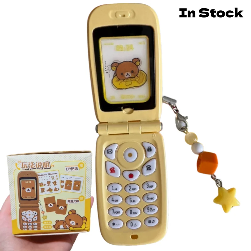 New Genuine Rilakkuma Blind Box Flip Phone Voice Recording Keychain Mystery Box Bag Charm Ornament Collectible Gift