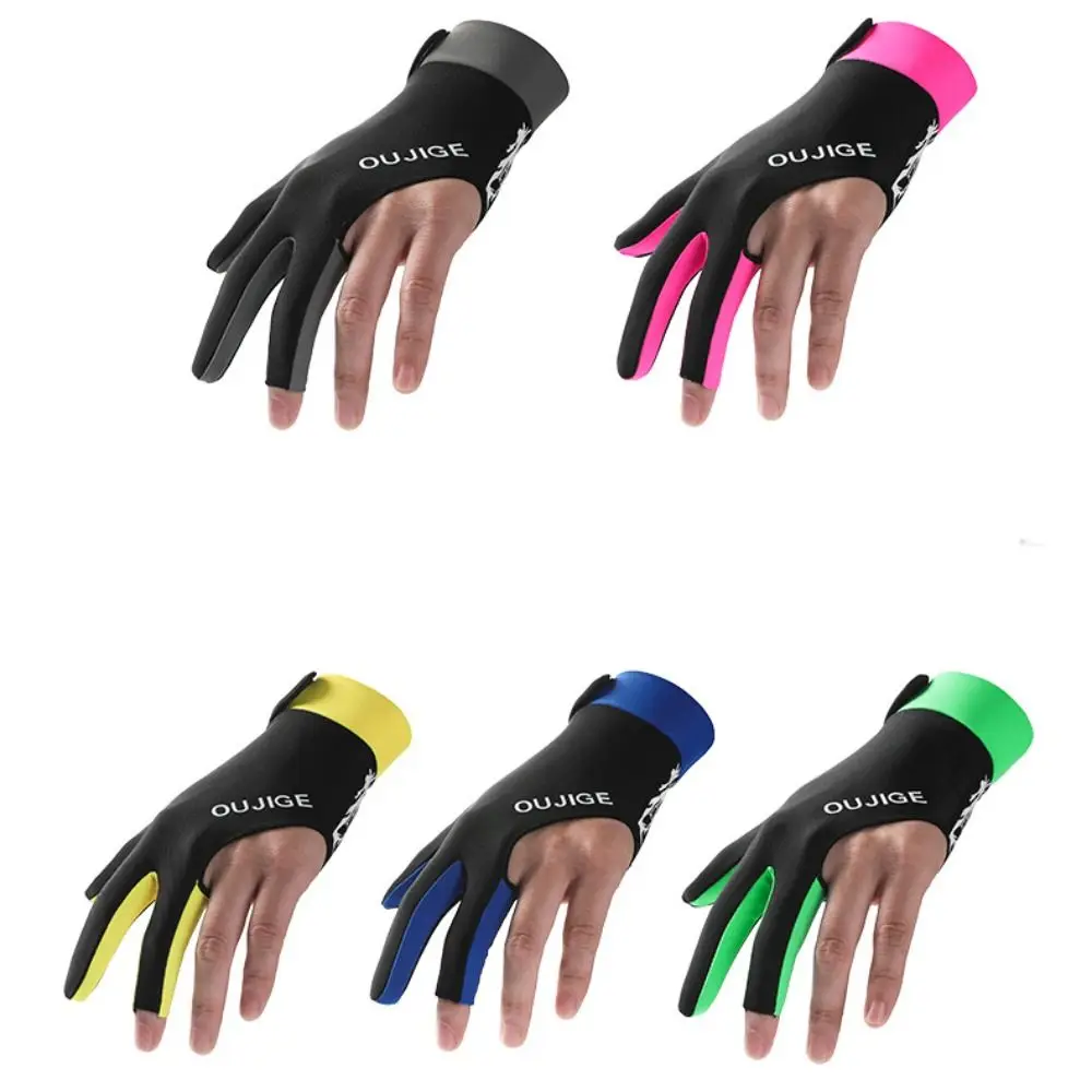 

Polyester Fiber Billiards Gloves Breathable Antiskid Billiards Accessories Thickening Wear-resistant Three Finger Gloves