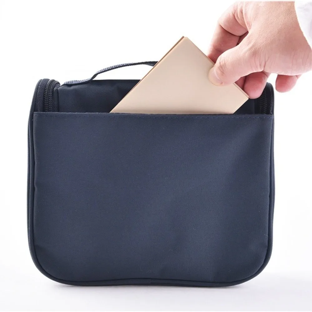 

Foldable Travel Cosmetic Bag Large Capacity Wet-Dry Compartments Carabiner Folding Wash Bag Portable Waterproof