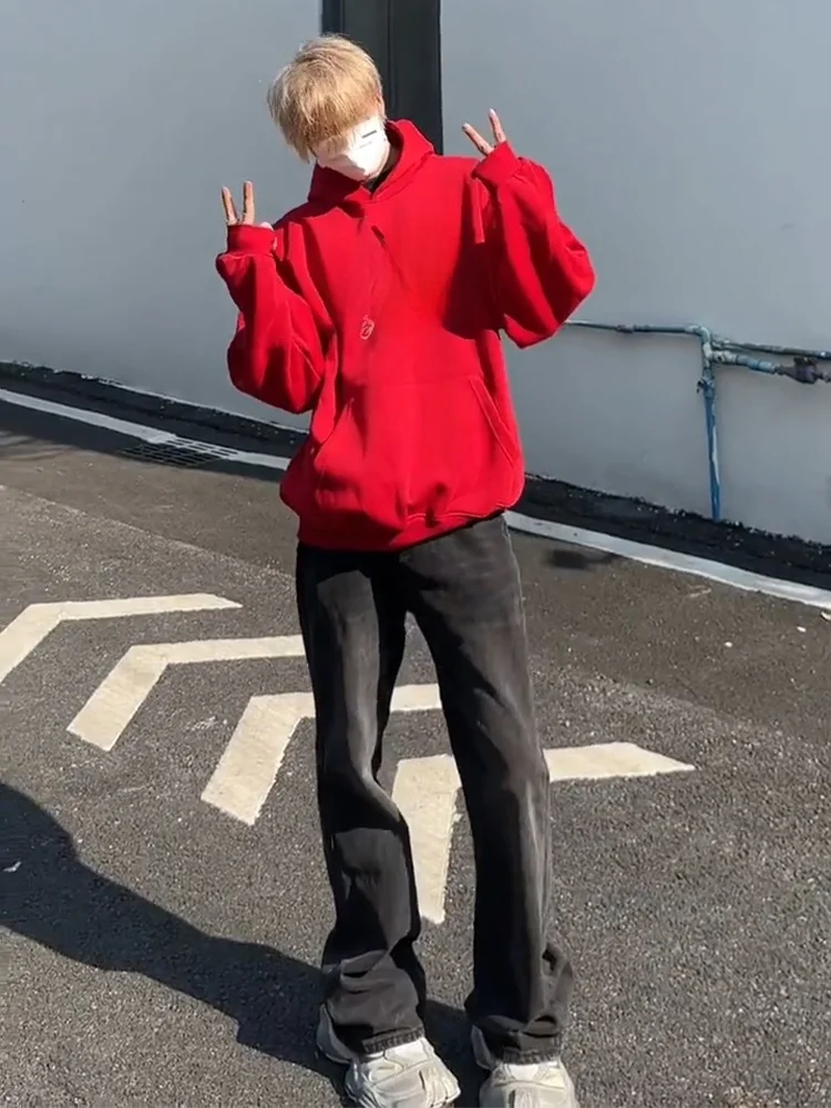 

Мужские джинсы Waed Blaey прямого кроя с расклешенными штанинами в стиле ретро, американский стиль, уличная мода, износостойкие, из смесового хлопка и полиэстера