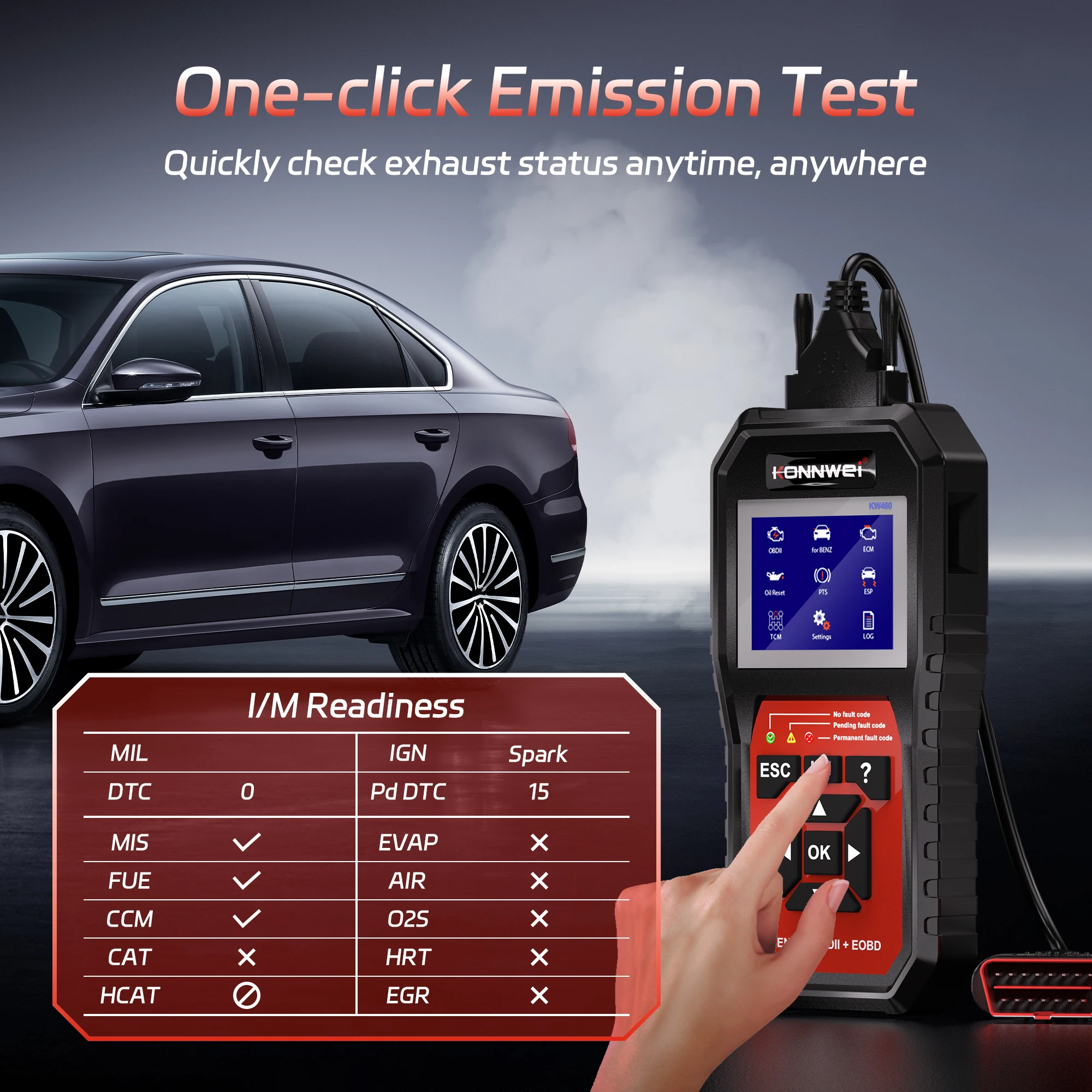 KONNWEI KW460 Car OBD2 Full Sy - огляд і ціна Obd2 Scanner Abs Srs Airbag Reset