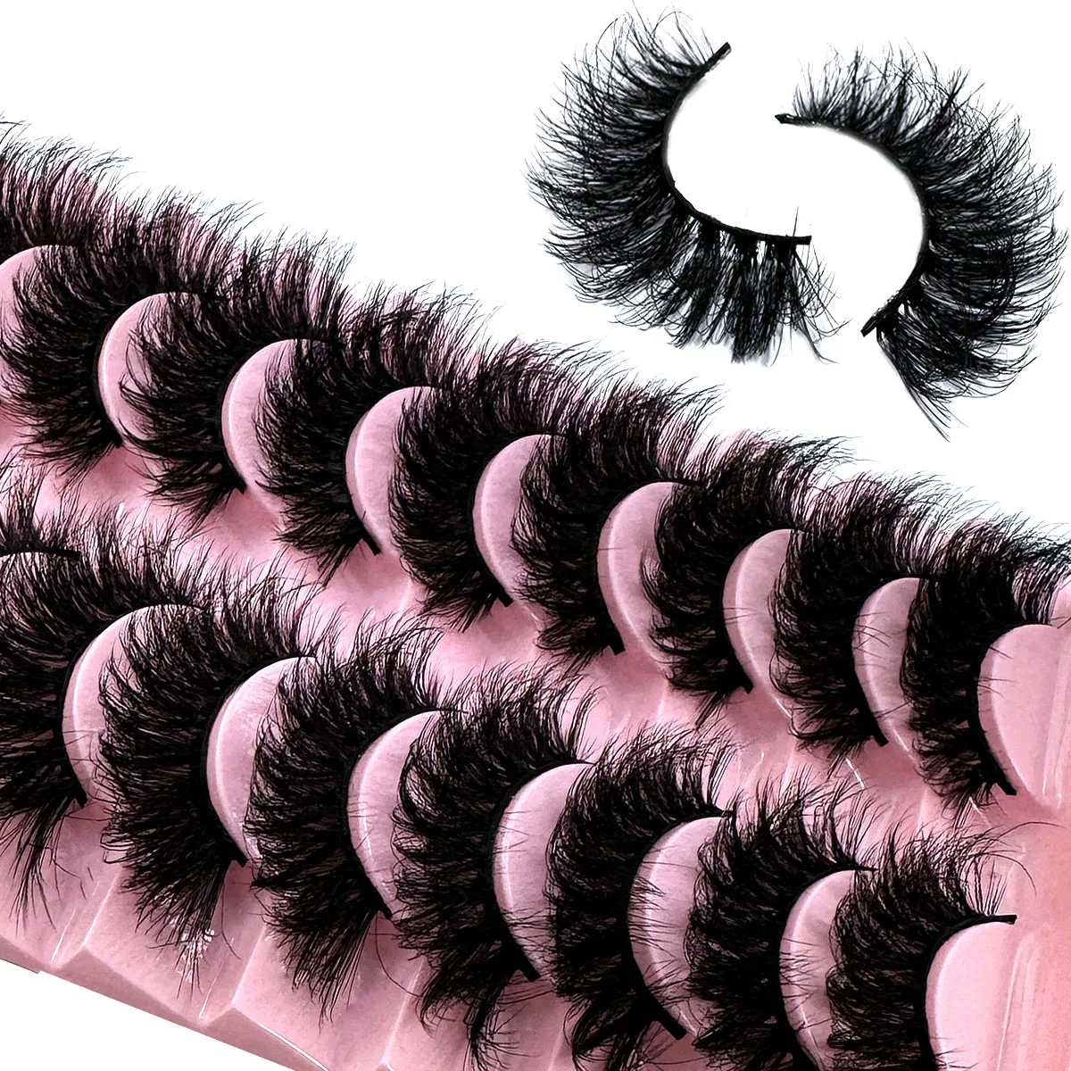 UMIRYAO 10ペア 長持ちするナチュラルドラマ、ふわふわ、甘い3Dつけまつげ、再利用可能で簡単、まつげ、つけまつげ、偽まつげ