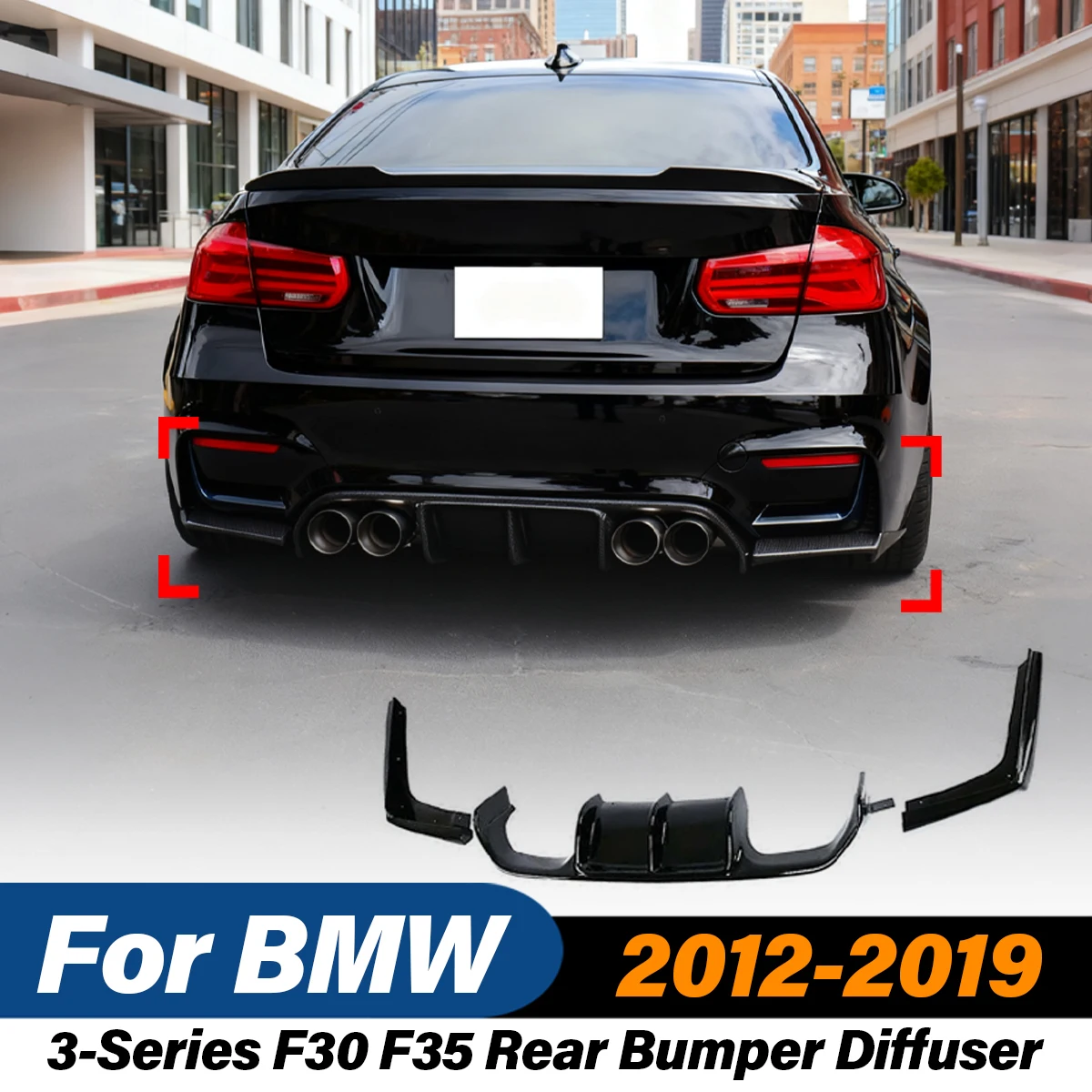 

Для BMW 3-Series F30 F35 2012 2013 2014 2015 2016 2017 2018 2019 автомобильный диффузор заднего бампера спортивный спойлер комплект модификации кузова