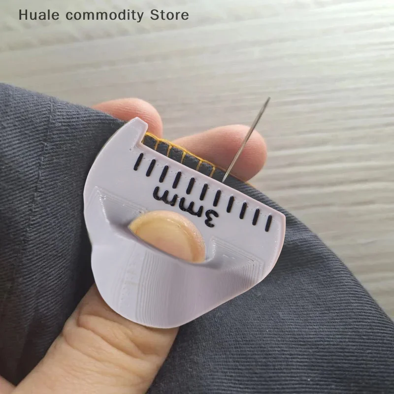 Herramienta de medición de calibre de aguja de coser, plantilla de costura de regla de dedo para puntadas iguales, Protector de dedo, herramienta de guía de costura DIY