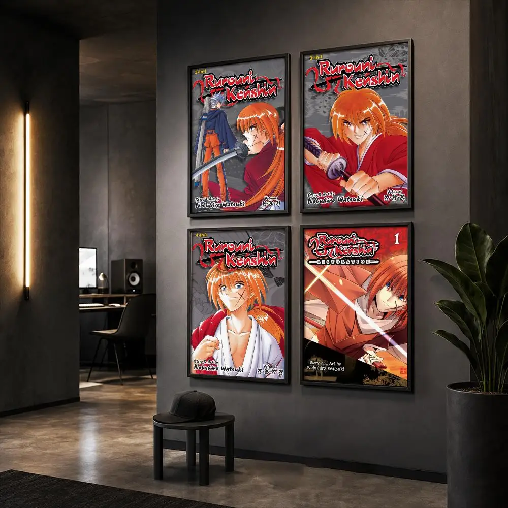 Rurouni K-Kenshin Anime Poster HD Home Wall Stickers House Hallway Living Room Bedroom Bar Office Decor Art Prints