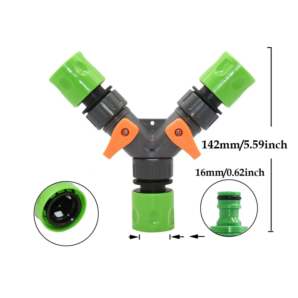 2 Arah 16Mm Puting Taman Keran Selang Pemisah Air Konektor Perempuan 1/2 3/4 Benang Y Katup Irigasi Selang Taman Konektor Cepat